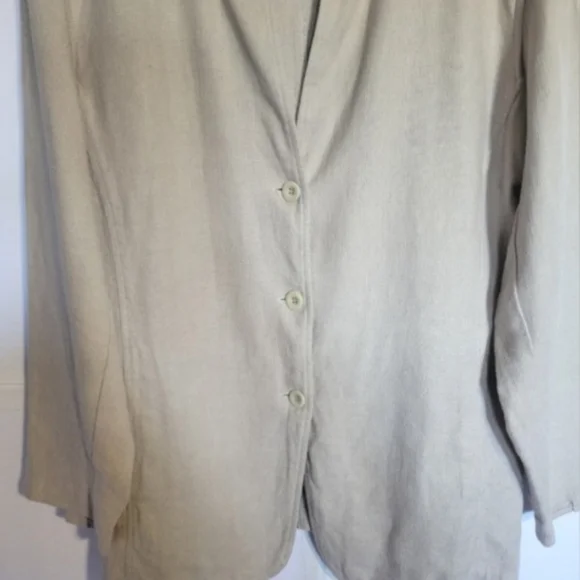 Eileen Fisher 100% Linen Blazer Tan XL GUC - Picture 2 of 5